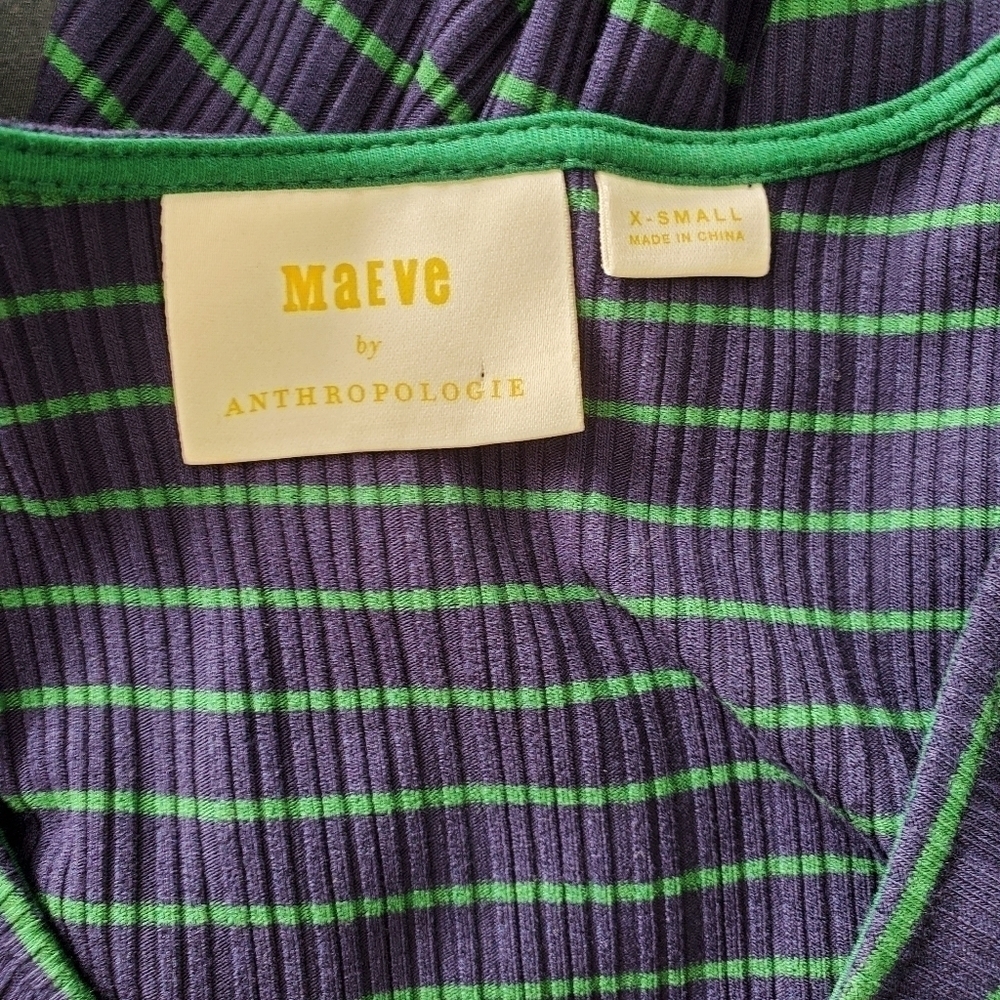Anthropologie Maeve Flores Striped Midi Dress Flare - Picture 4 of 5